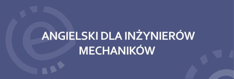 grafika - niebieski prostokąt z napisem: angielski dla inżynierów mechaników